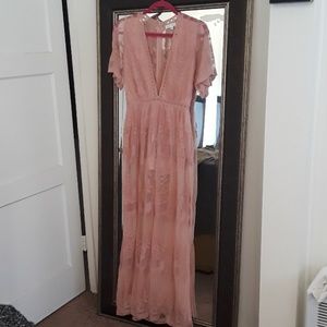 Honey Punch dust rose romper dress.